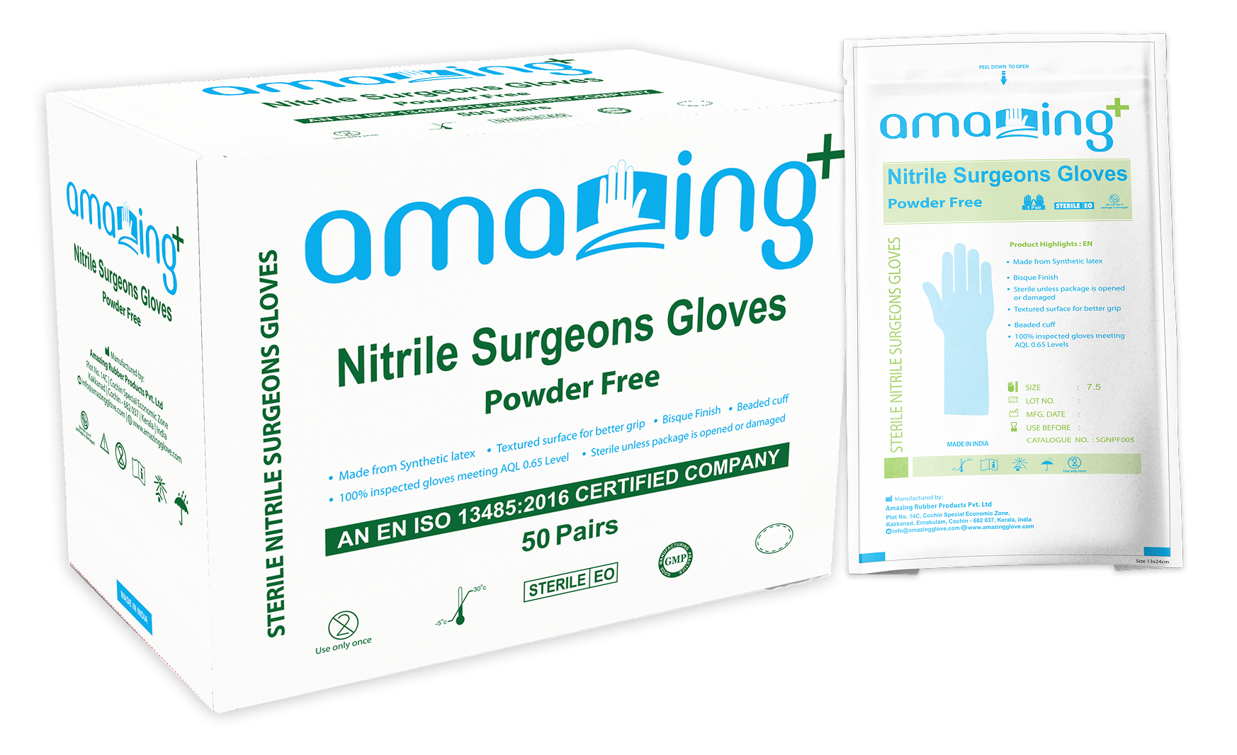 Amazing+ Nitrile Surgical Powder-Free Gloves