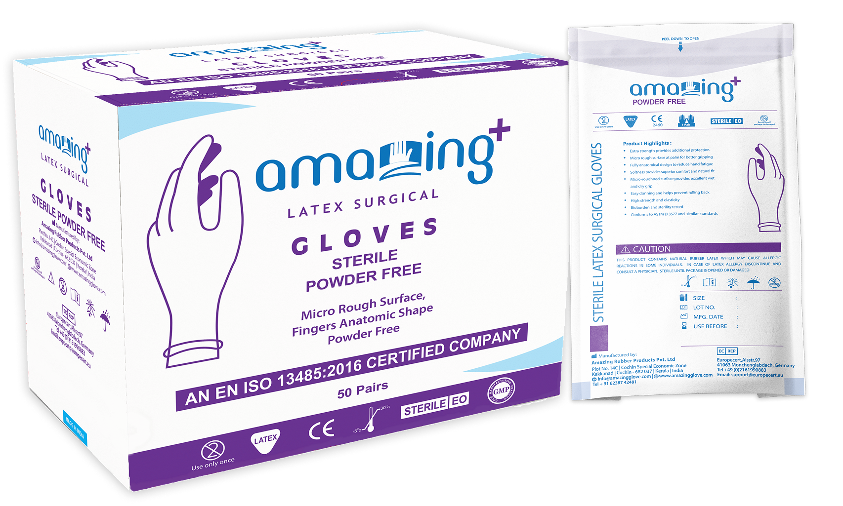 Amazing+ Latex Surgical Powder-Free Gloves