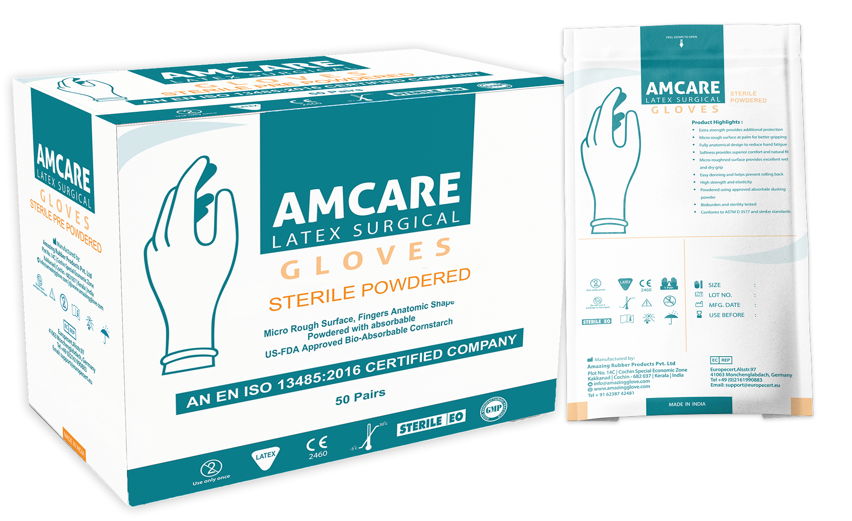 Amcare Latex Surgical Sterile Powdered Gloves